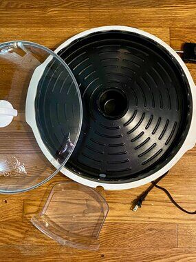 George Foreman Fusion Indoor Electric Grill GR70WHT, Glass Lid, Tested